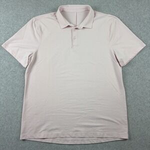 Lululemon Polo Shirt Mens Large Pink Evolution Short Sleeve Casual Preppy Golf